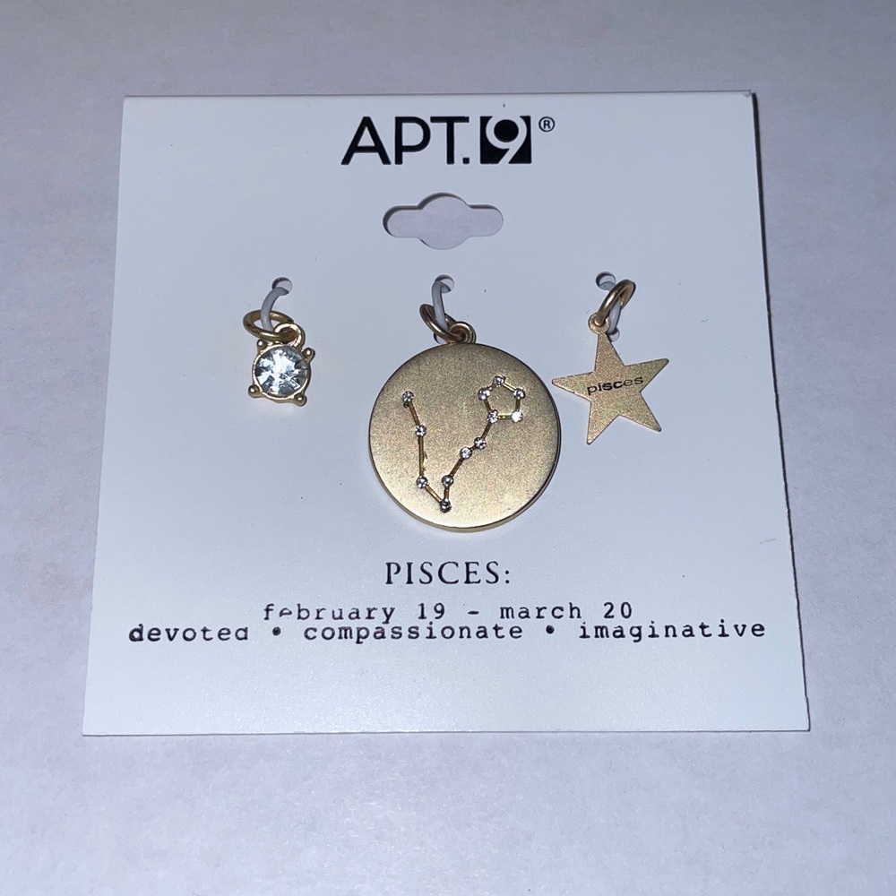 Apt. 9 Gold PISCES Charm Trio NWT